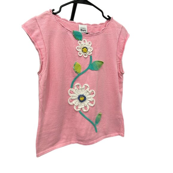 Emma Tricot Pink Sleeveless Top With Floral Embroidery - Picture 3 of 8